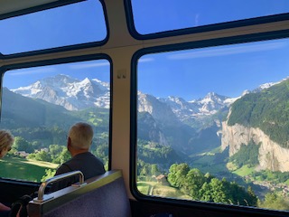 view from train ride from Lauterbrunnen to Wengen